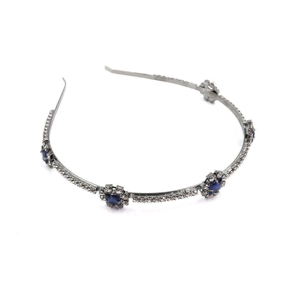 Royal Sapphire Tiara Crown in Blue and Silver